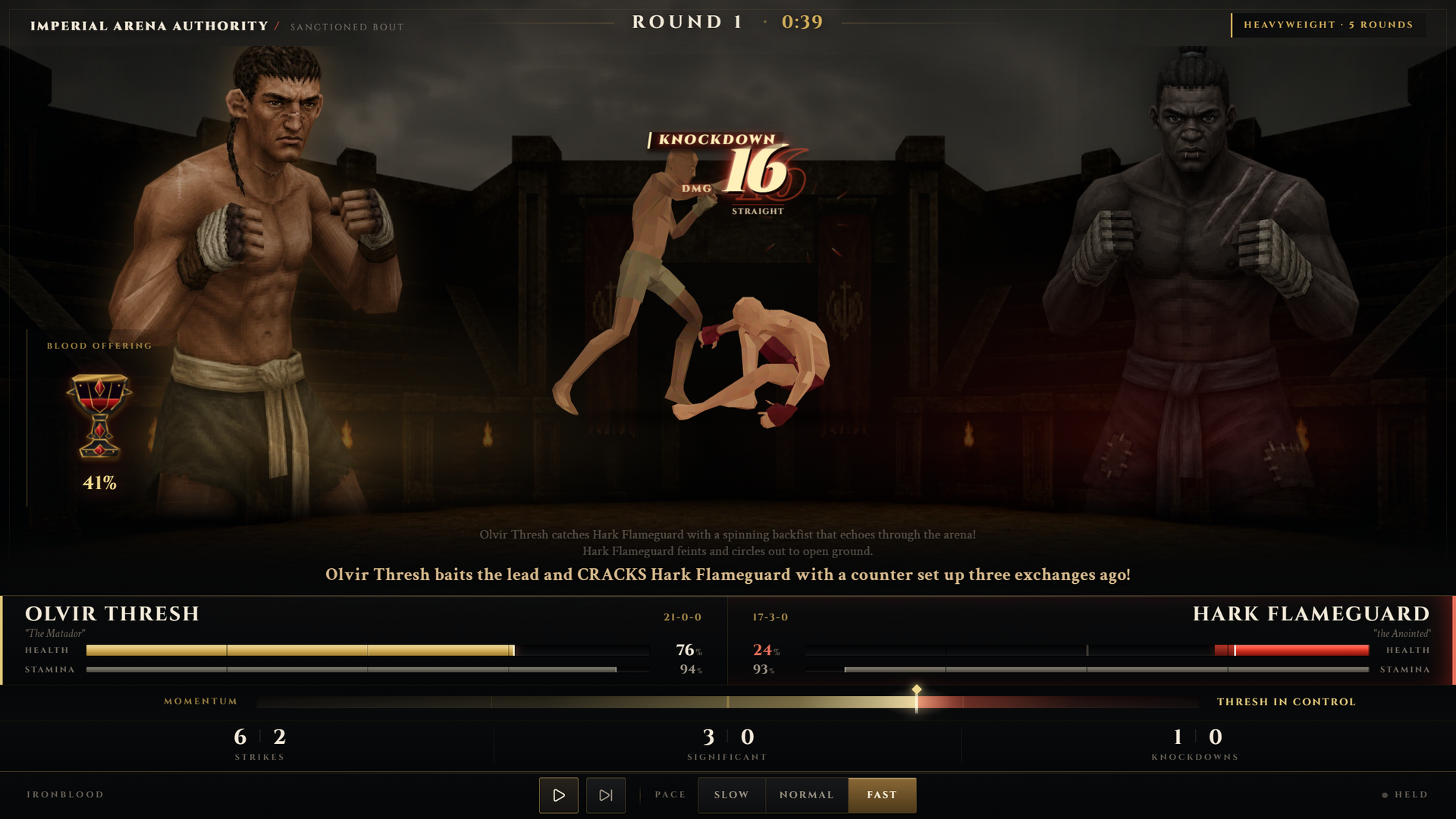Ironblood screenshot, a brutal knockdown on the sand